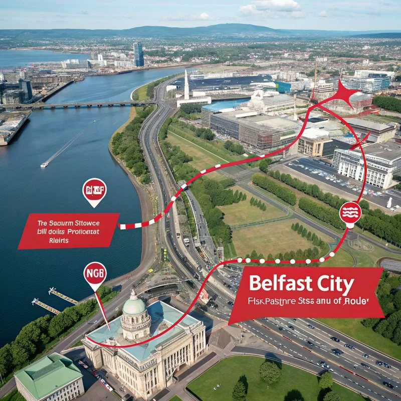 Belfast hop-on hop-off bus route map overview